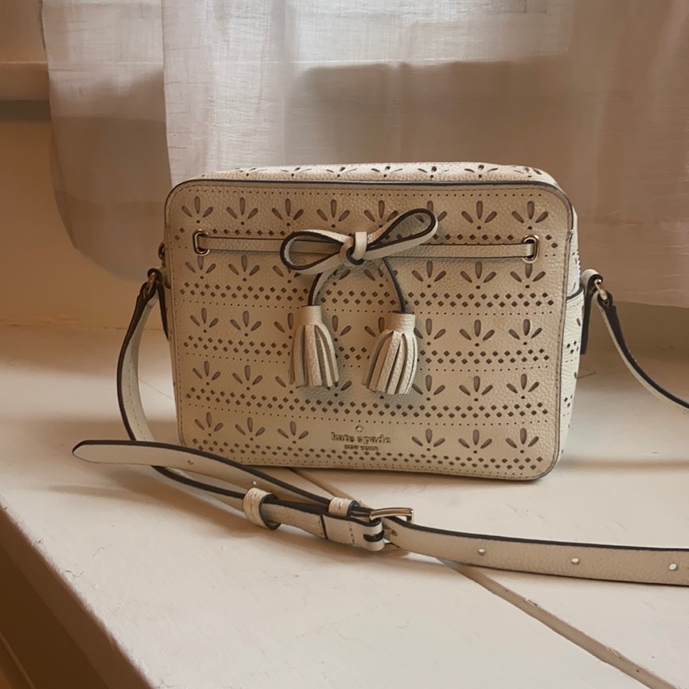 Kate Spade White Eyelet Hayes Perf Camera Bag